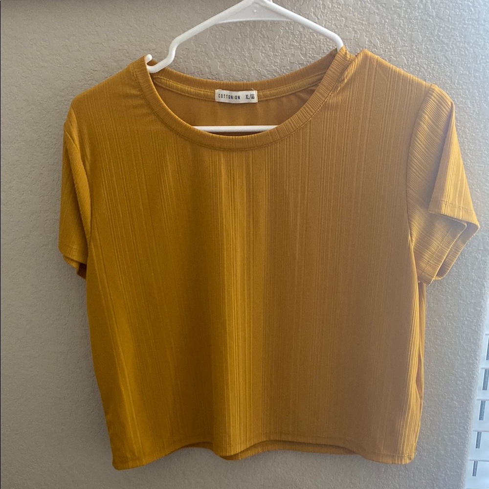 Cotton On Gold Ribbed Crop T-Shirt